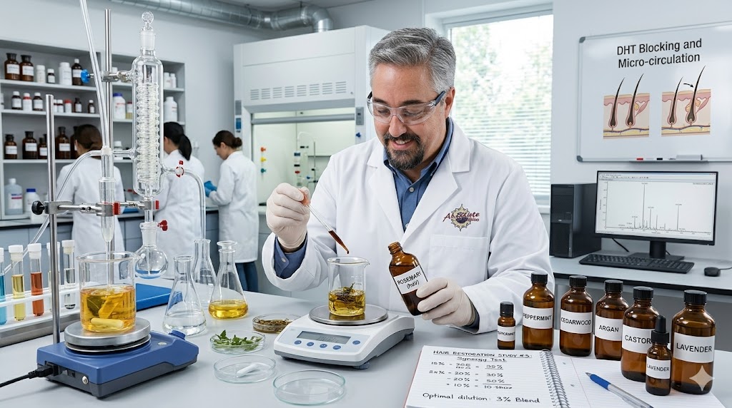 Dr. Troy Frazier formulating the FLUFFY botanical blend in his lab